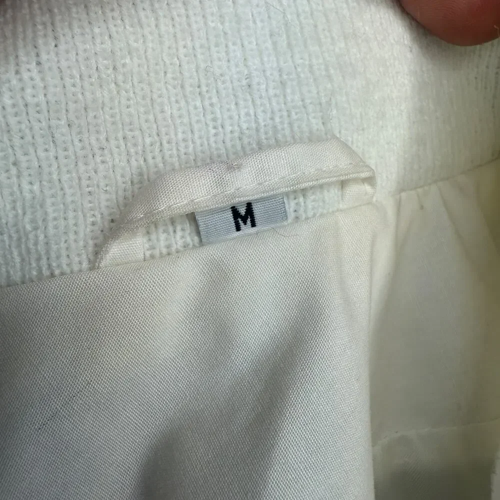 Vintage 1990s Architect JCPenney Men’s M White Bomber Jacket Made in Hong Kong